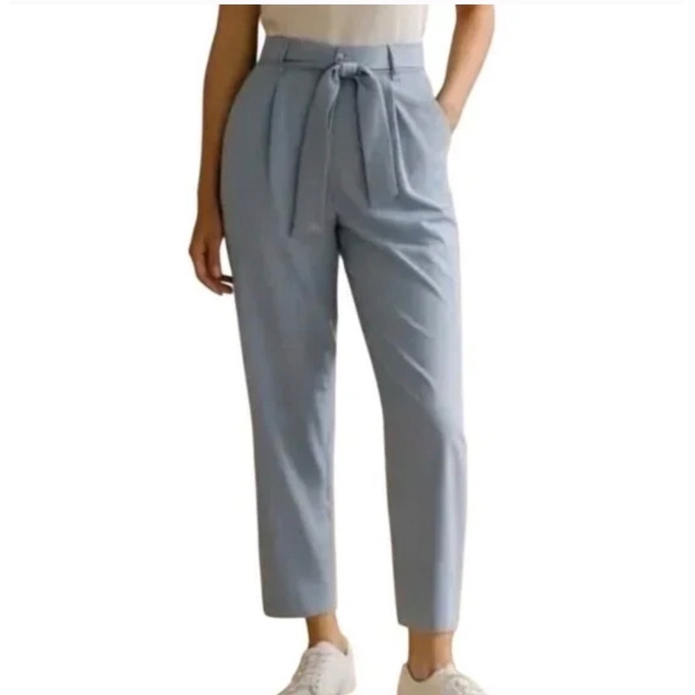 Athleta Skyline Pant II Barrel Leg Womens 8 Light Blue Tie Waist Travel‎ Trouser